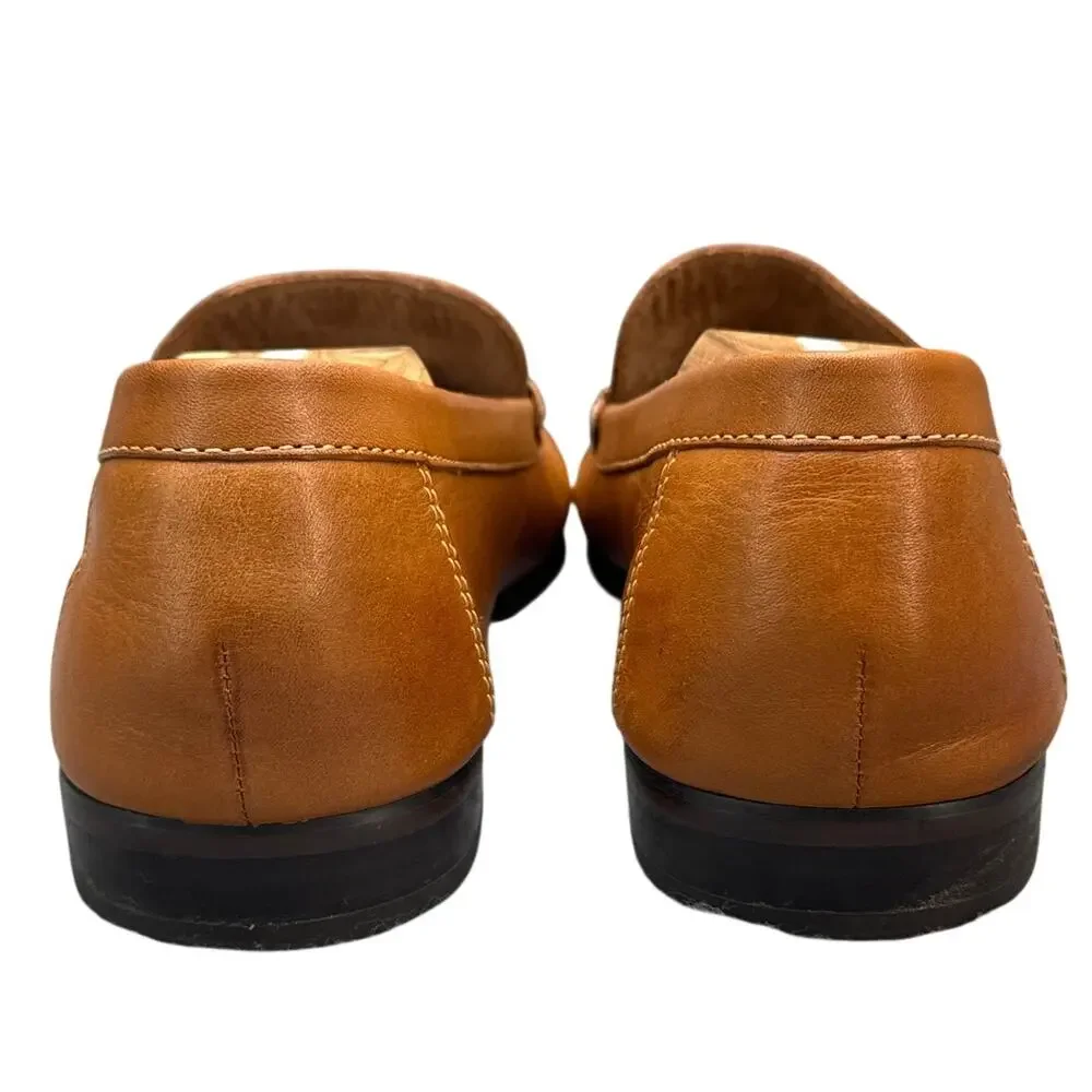 Donald J Pliner Niles Cognac Brown Leather Horsebit Slip On Loafers Men 9.5